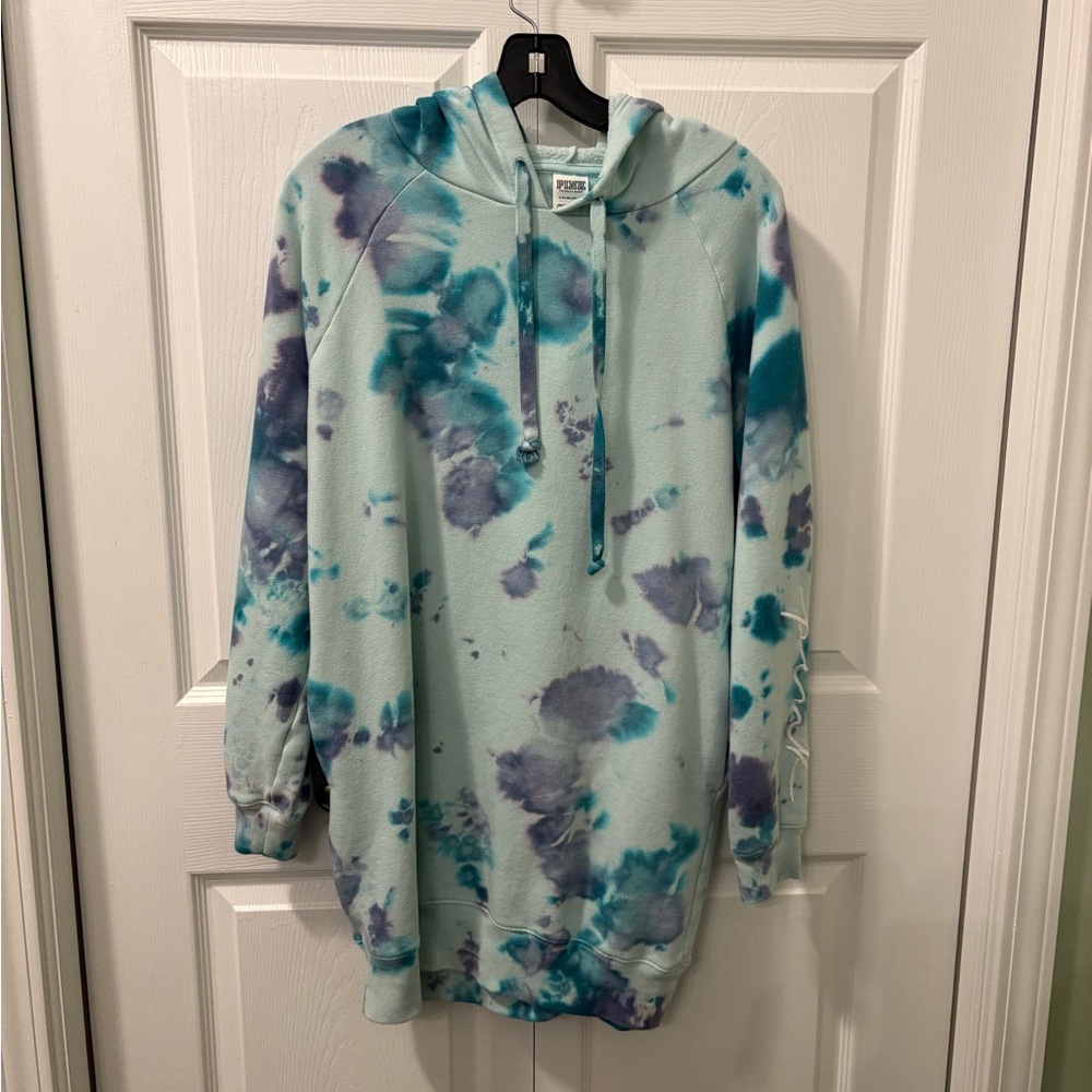 PINK Victoria's Secret Tie-Dye Hoodie Dress - Blue and Purple